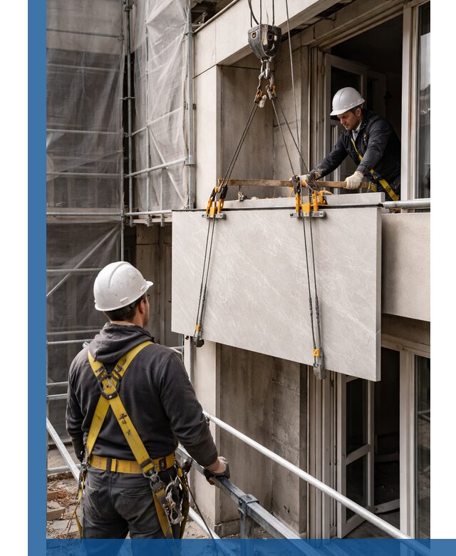 Подъем керамогранита на этаж в Мелеузе грузчиками и техникой