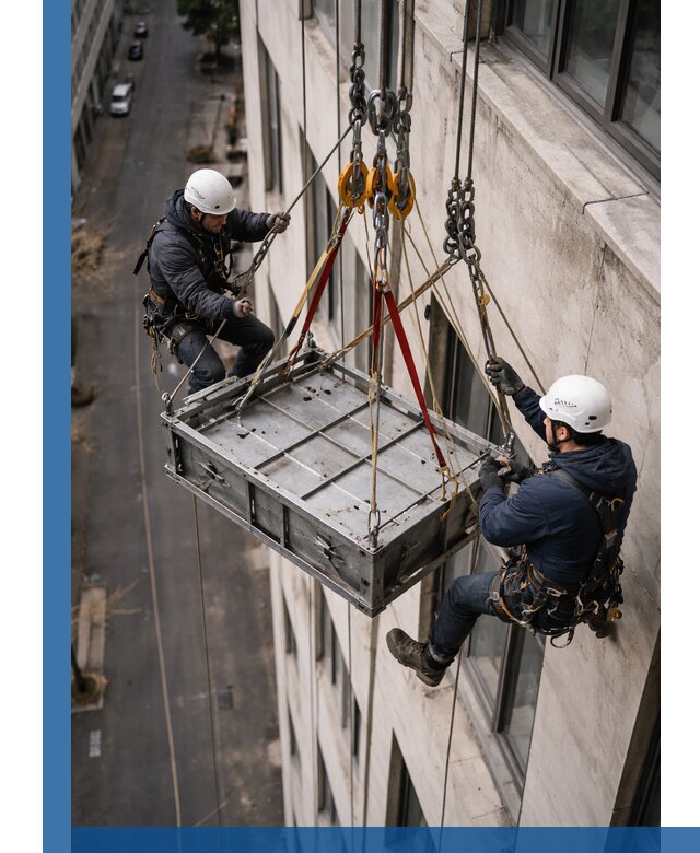 Спуск и подъем грузов по фасаду в Мелеузе для зданий