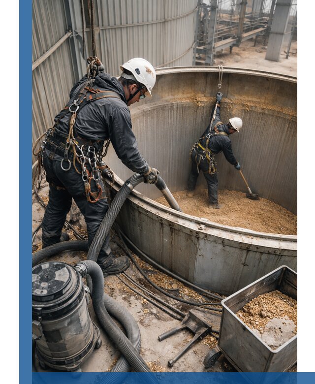 Профессиональная чистка зерновых бункеров в Мелеузе с выездом