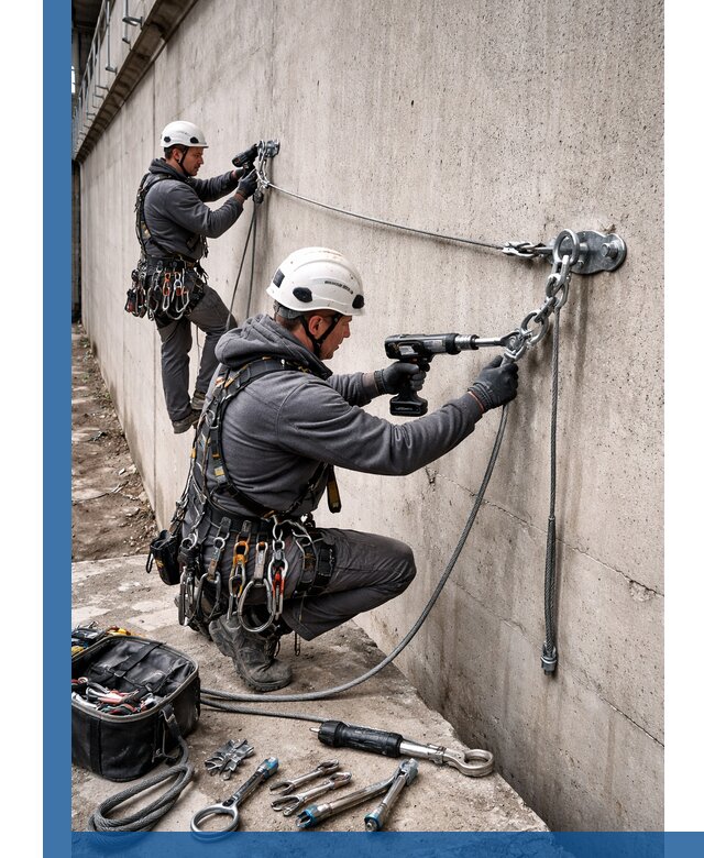 Монтаж анкерных линий высотной безопасности в Мелеузе