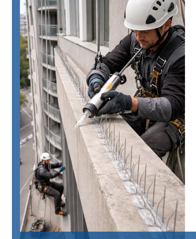 Установка шипов от птиц на фасадах и кровлях в Мелеузе